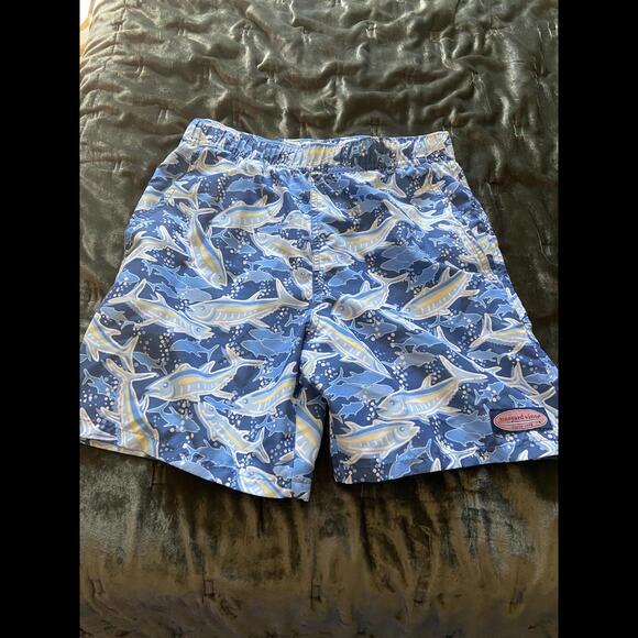 Vineyard Vines Boy's Blue Fish Pattern Swim Shorts Y Med - Picture 1 of 3